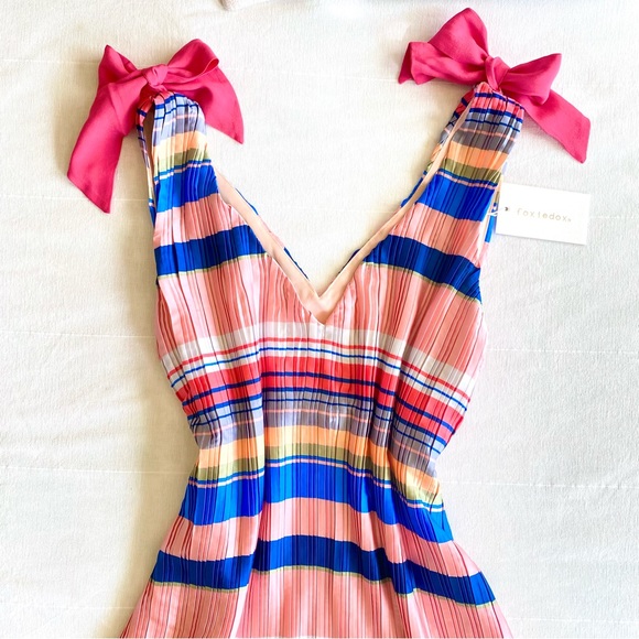 NWT FoxieDox Anthropologie Striped Pleated Shift Dress - Picture 7 of 16